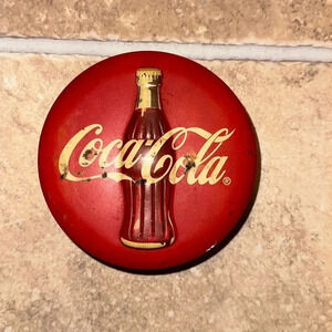 Vintage 1996 CocaCola Consolidated (Coke) Red Round Tin Collectible